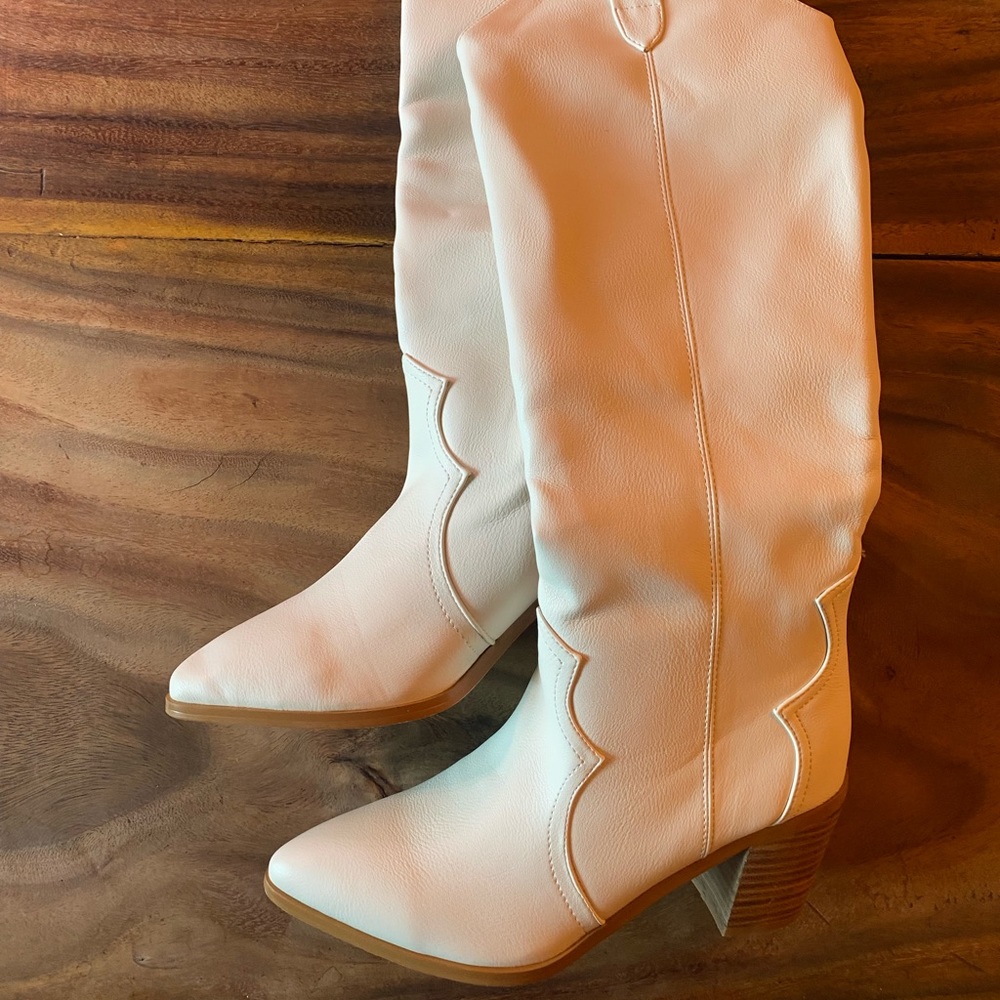 Brand New White Calf Boots